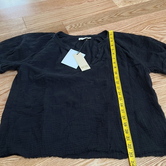 New! Nation Ltd black XS gauzy short sleeve top. - Picture 6 of 9
